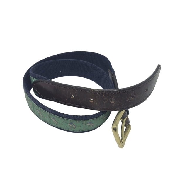Vineyard Vines | Marlin Swordfish Fabric & Leather Ends Surcingle Belt (Size 32) - Picture 8 of 13